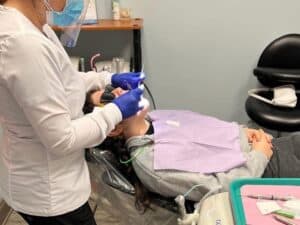 Patient on a dentist chair